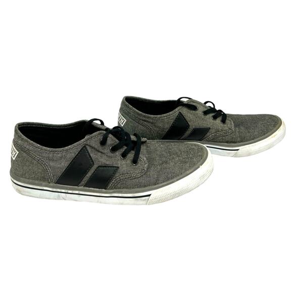 Macbeth Canvas Skate Shoe Lace Up Gray Black Chambray Vegan Sneaker Size 7 - Picture 1 of 7